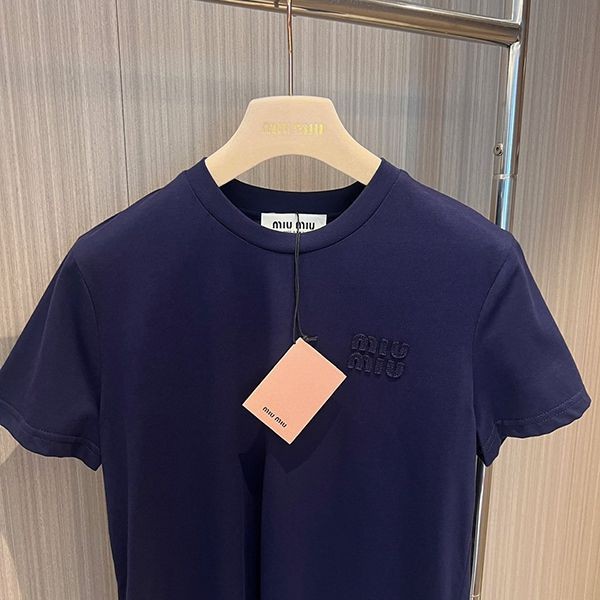 ◆大人気◆ ミュウミュウ 刺繍入りジャージーTシャツ コピー選べる2色 mys60916